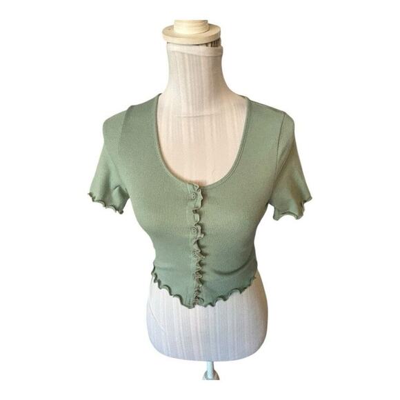 Green Crop Top Size M - Picture 1 of 3